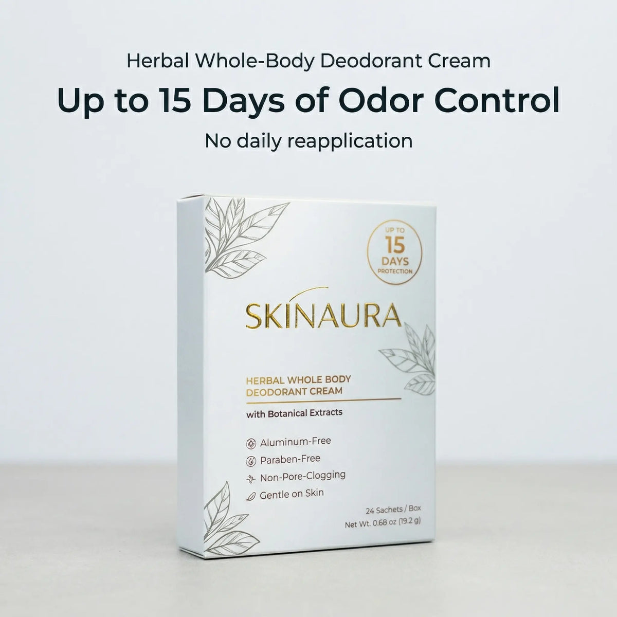 Deodorant Cream – Herbal Whole Body | Skinaura - up to 15 Days Odor Control, Aluminum-Free, Non-Greasy, Botanical Formula for Sensitive Skin