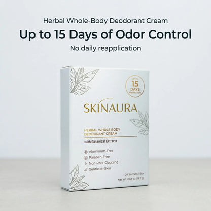Deodorant Cream – Herbal Whole Body | Skinaura - up to 15 Days Odor Control, Aluminum-Free, Non-Greasy, Botanical Formula for Sensitive Skin