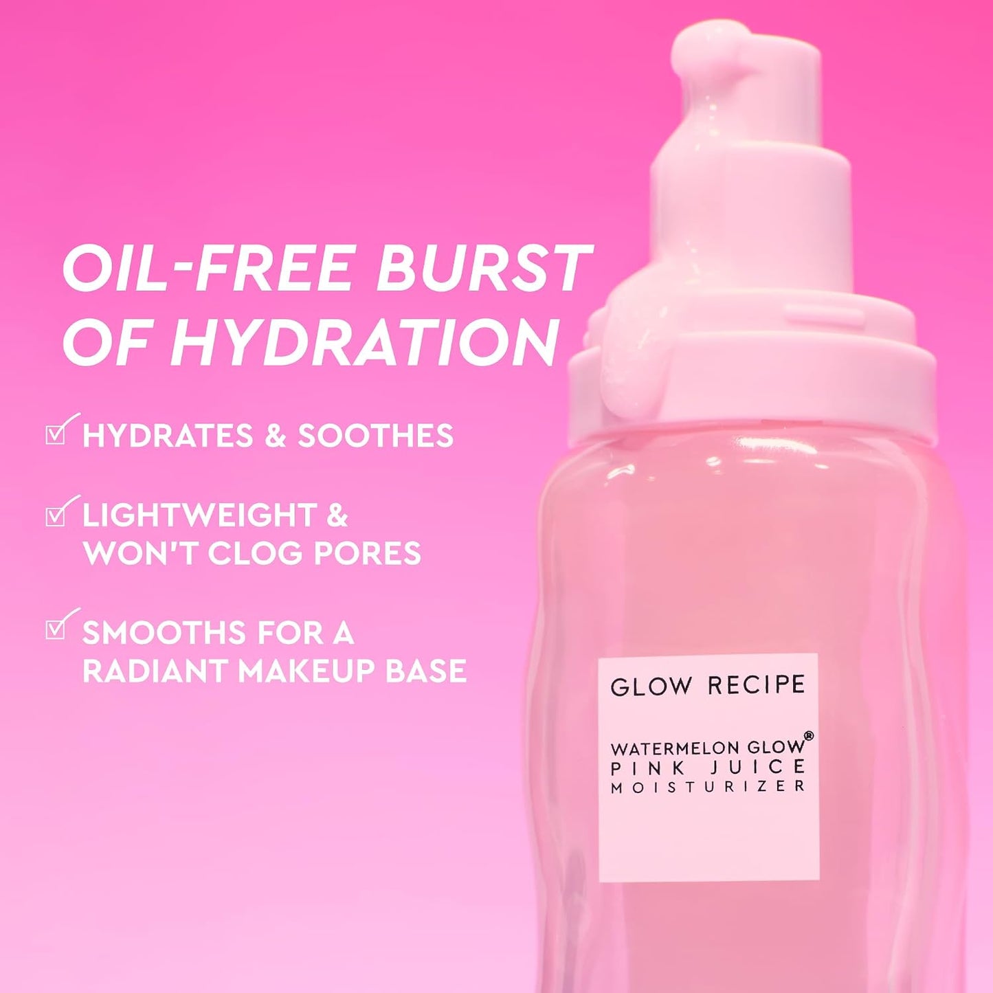 Pink Juice Water Gel Moisturizer - Korean Hydrating Gel for Glass Skin, Oil-Free Hyaluronic Acid Formula for Oily Skin, Non-Comedogenic & Long-Lasting (50ml)