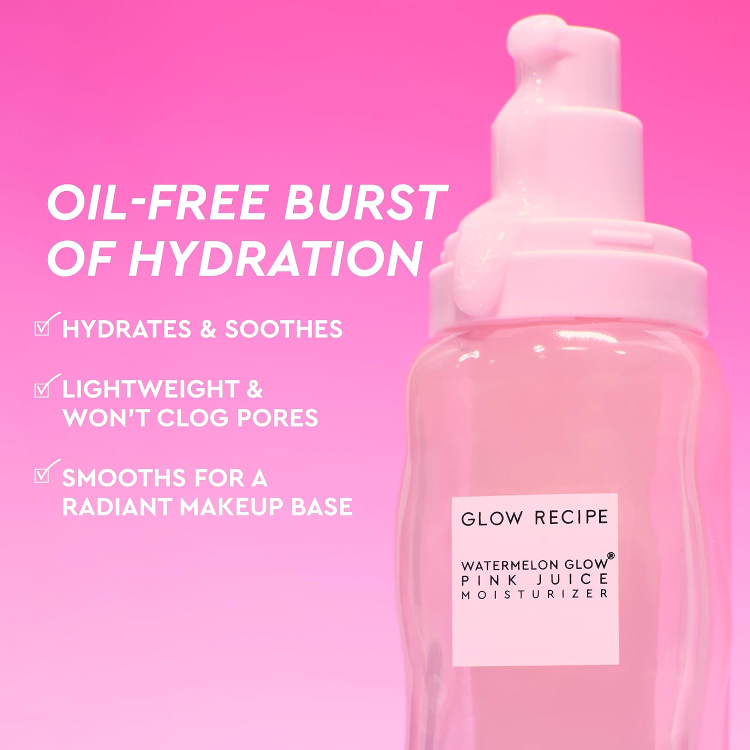 Pink Juice Water Gel Moisturizer - Korean Hydrating Gel for Glass Skin, Oil-Free Hyaluronic Acid Formula for Oily Skin, Non-Comedogenic & Long-Lasting (50ml)