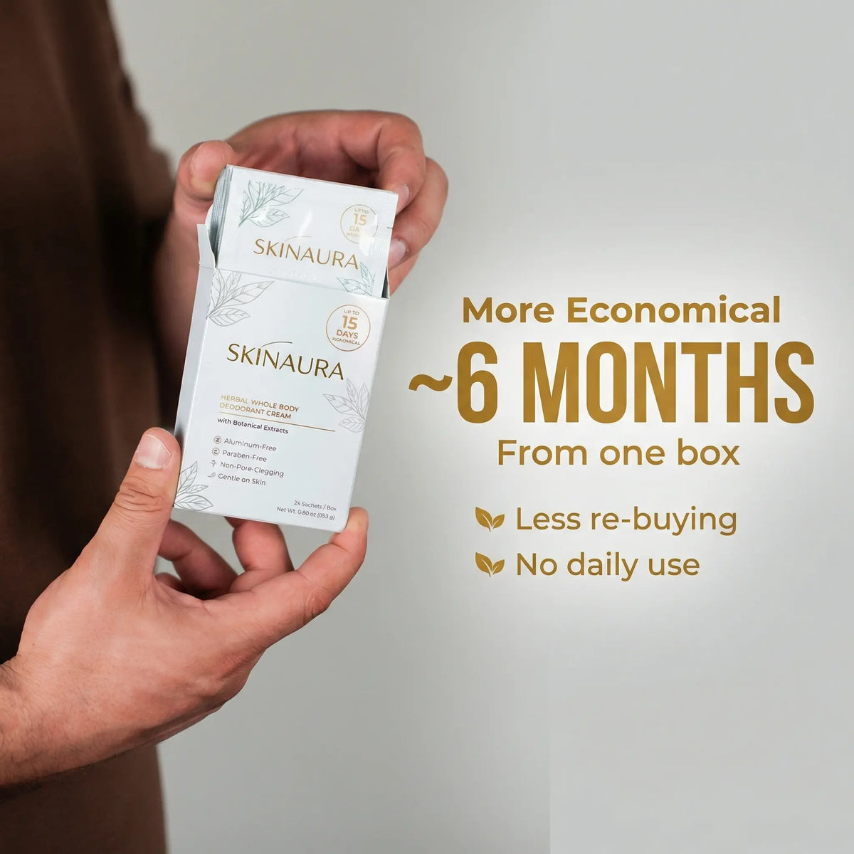Deodorant Cream – Herbal Whole Body | Skinaura - up to 15 Days Odor Control, Aluminum-Free, Non-Greasy, Botanical Formula for Sensitive Skin